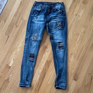 Cowgirl Tuff Distressed Blue Skinny Jeans